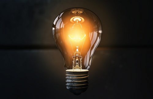 light bulb, idea, lit